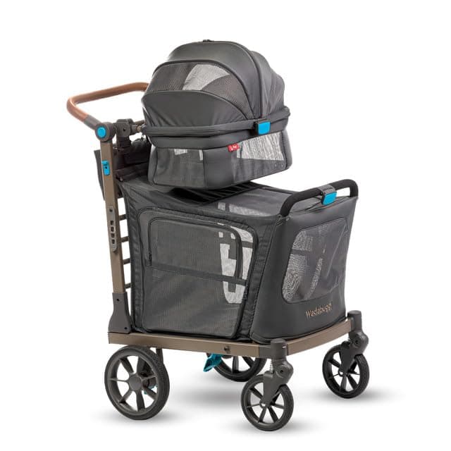 Wadabuggy Pet Two Foldable Cart - Carrito Plegable Ajustable y Portátil para Mascotas con Caddy, Ruedas de Goma Llenas de Espuma, Almacenamiento - Carro para Perros Pequeños y Medianos, Gatos de Hasta 75 lbs 9820