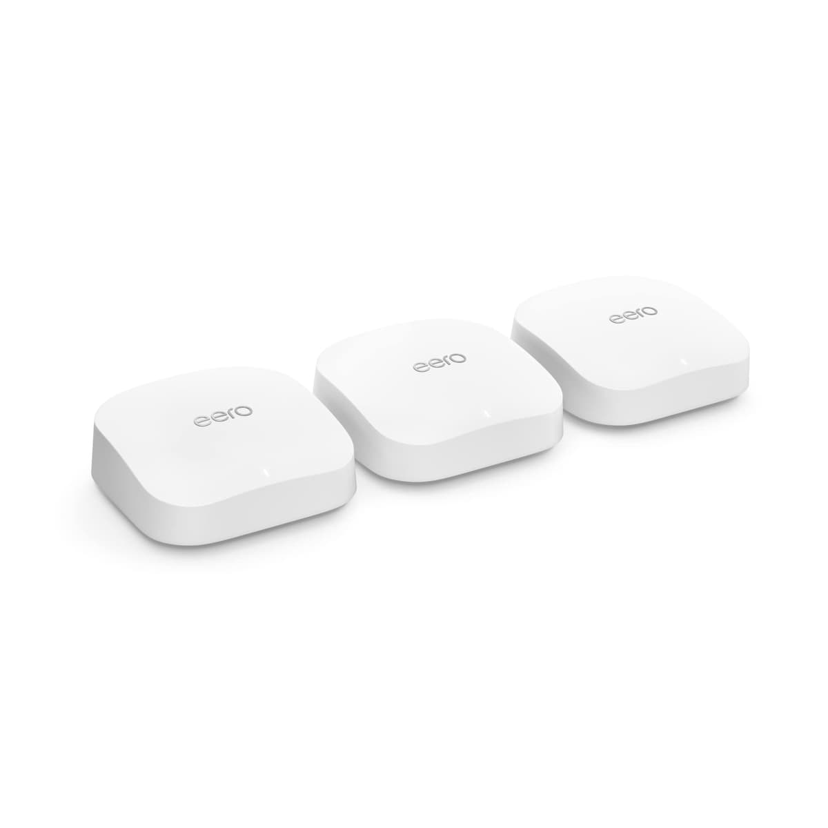 Sistema Wi-Fi en malla Amazon eero Pro 6E - Compatible con planes de Internet hasta 2.5 Gbps, Cobertura hasta 6,000 pies², Conecta más de 100 dispositivos, Paquete de 3 unidades 53-027105