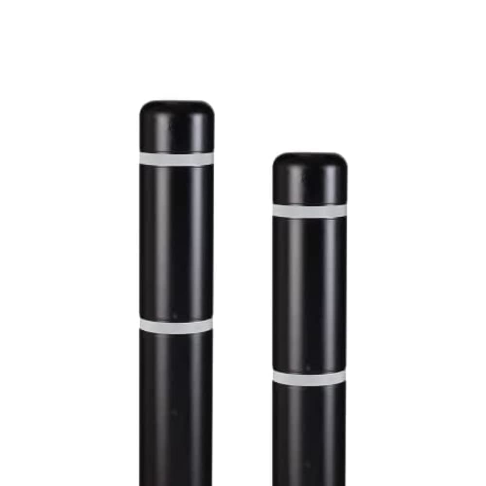 BollardGard Innoplast Cubierta para bolardo 4" x 52" Paquete de 9 (Negro con cinta blanca) BC452BKW-9