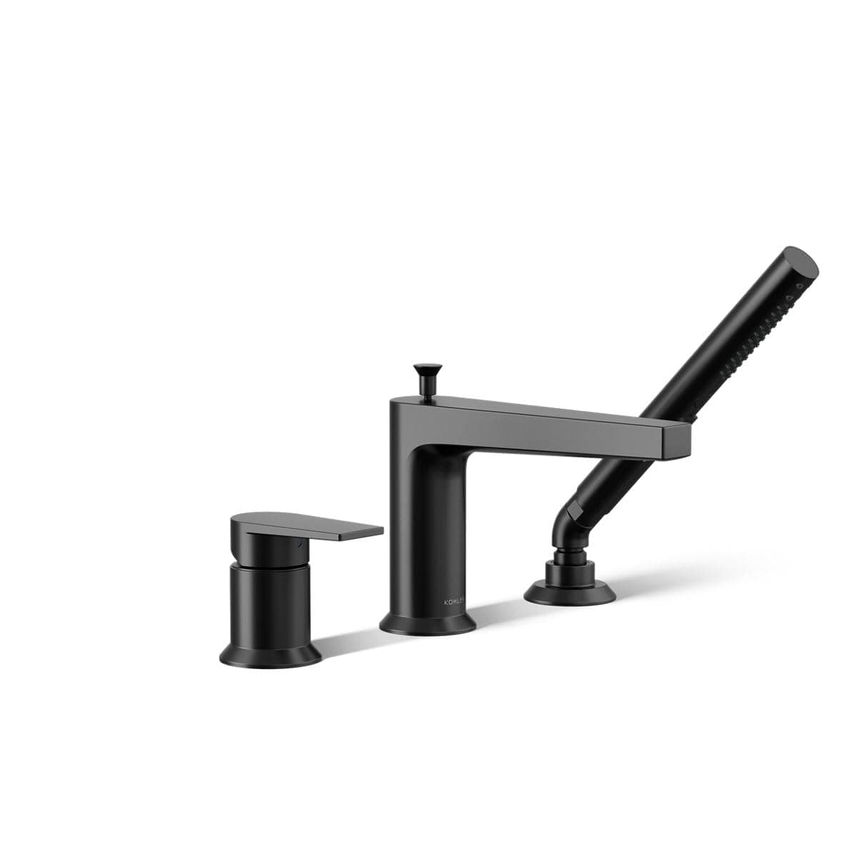 Kohler 74032-4-BL Taut grifo de bañera de cubierta con ducha de mano, palanca simple, acabado negro mate