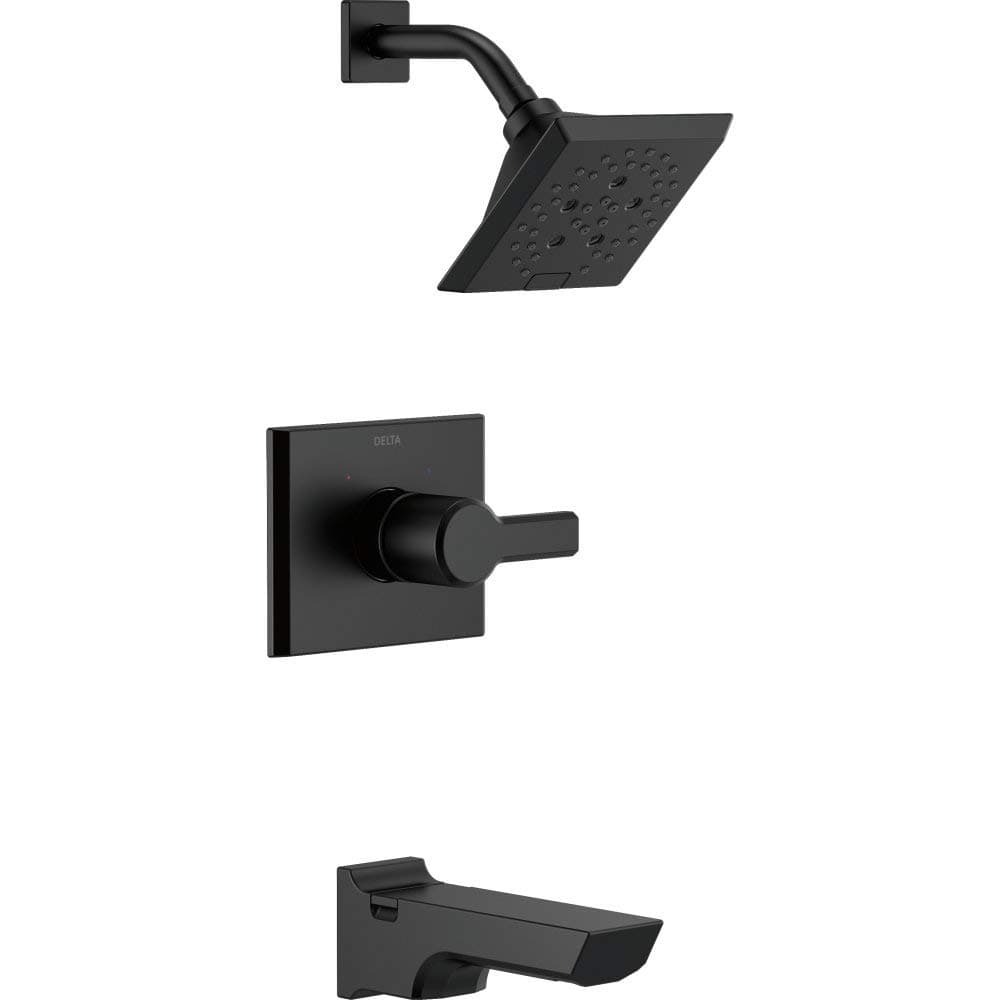 Delta T14499-BL Pivotal 14 Serie Trim para tina/ducha con rociador H2Okinetic, negro