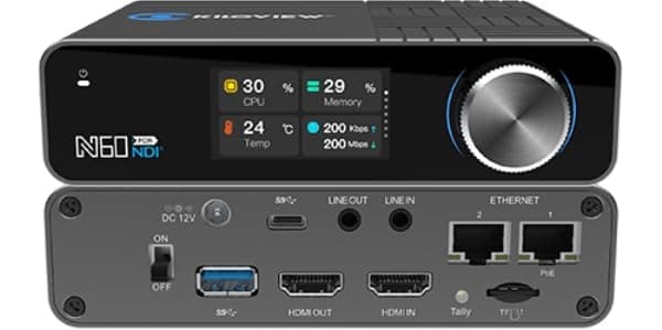 Kiloview N60 Convertidor Bidireccional HDMI/USB a NDI 4Kp60 Encoder/Decoder, H.264/H.265, LCD y Scroll-wheel KV-N60