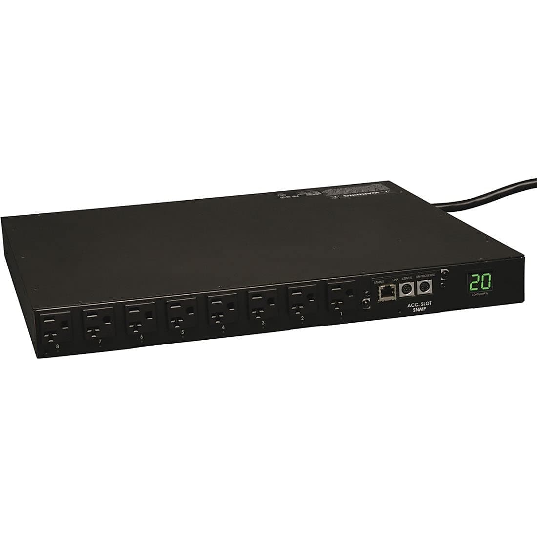 Tripp Lite PDU conmutado monofásico de 1.9 kW con interfaz de plataforma LX, salidas 120V (16 x 5-15/20R), entrada L5-20P/5-20P, cable de 12 ft, montaje en rack 1U, TAA (PDUMH20NET) Negro