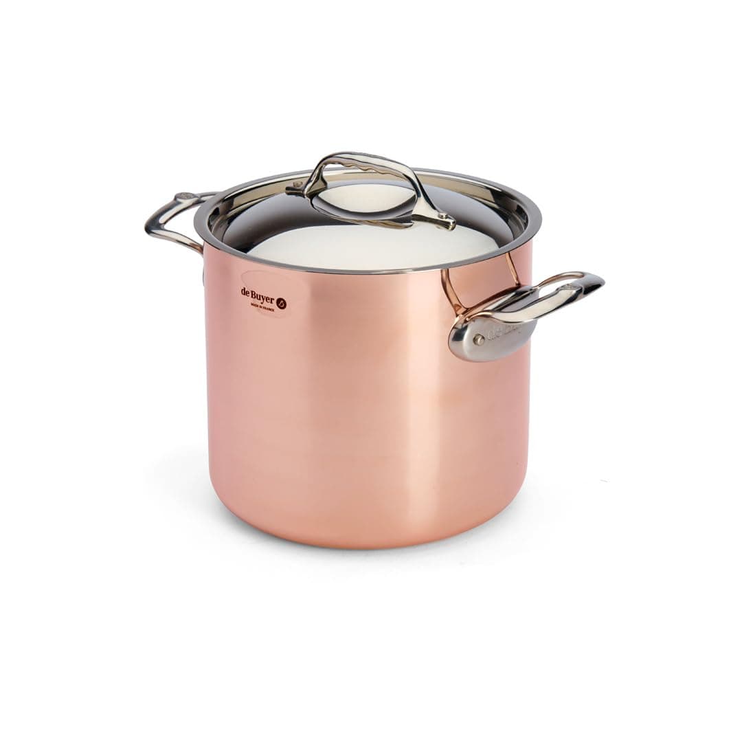 de Buyer PRIMA MATERA Stockpot cobre y acero inoxidable 8" con tapa - 6 qt 6244.2