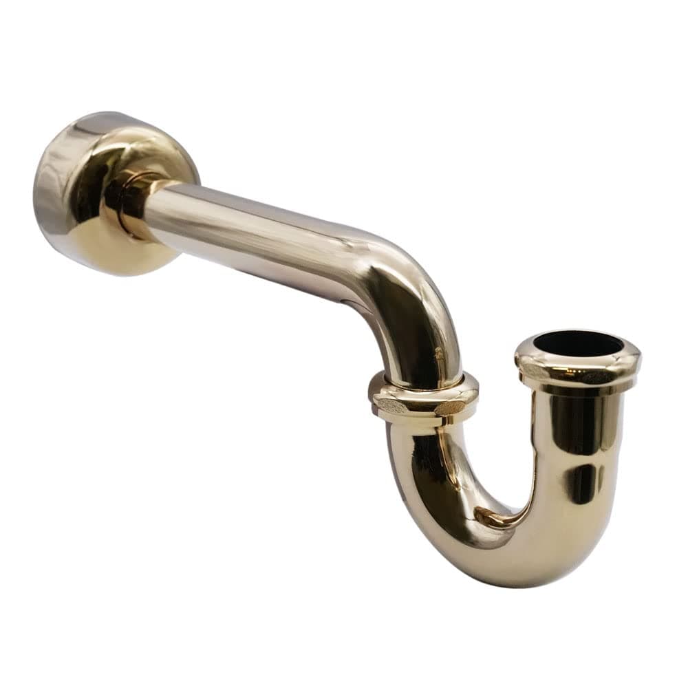 Westbrass P-Trap 1-1/2" OD 17 Gauge con Flange Alta, Latón Pulido (Paquete de 25) D400-1-25-01