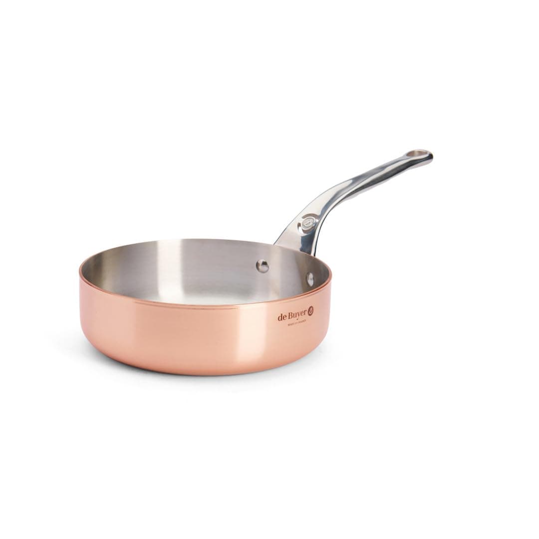 DE BUYER 6430.24 Inocuivre Sartén Recta para Saltear, 2 mm de Espesor, 24 cm de Diámetro