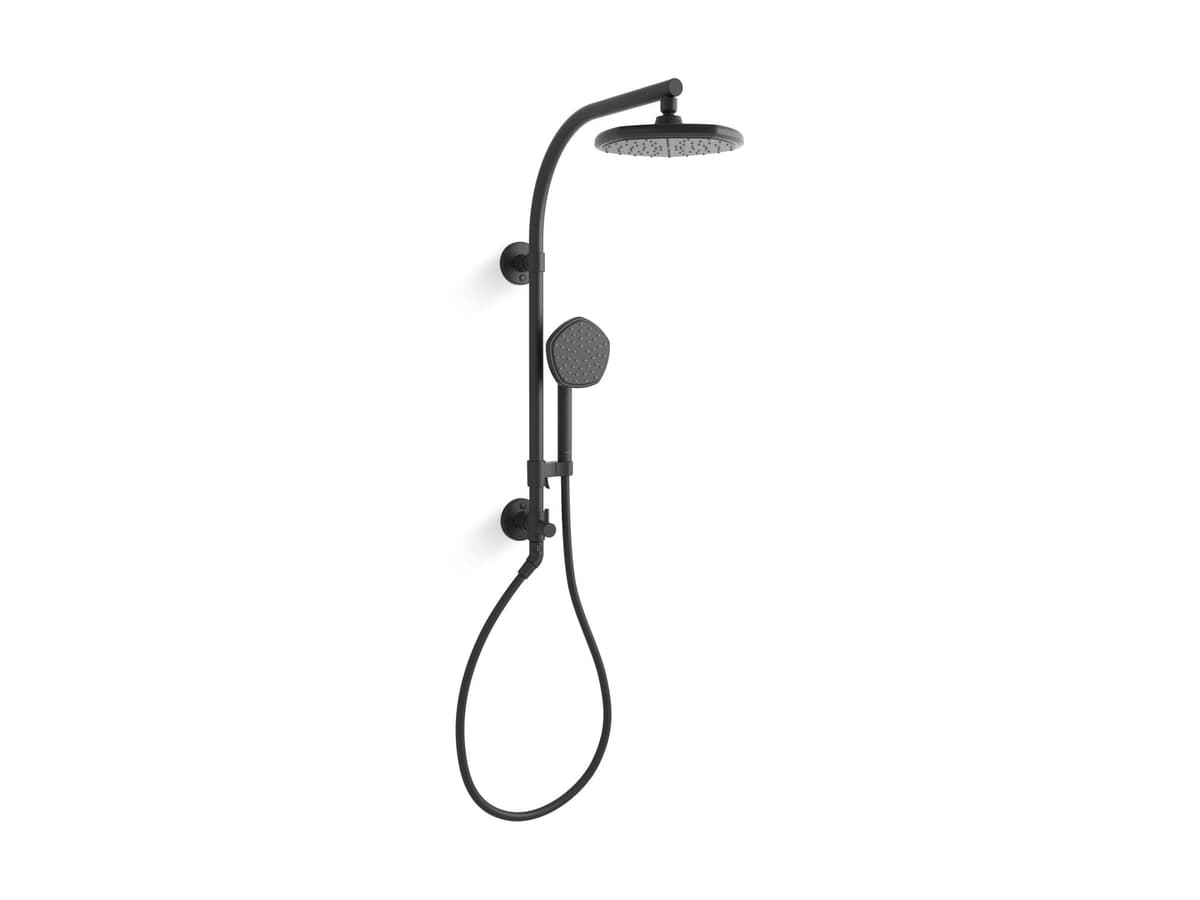 KOHLER 27118-G-BL Hydrorail-R Occasion Kit de Columna de Ducha con Cabezal de Lluvia y Ducha Manual 1.75 Gpm - Matte Black