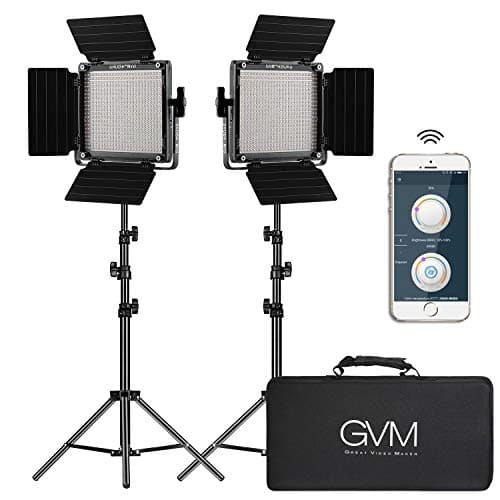Gvm 2 Paquete Video Led Kits Iluminacion Kits App Control Variable Bicolor 2300K ~ 6800K Visualización Digital De Brillo De 10 ~ 100% Video Fotografia Led video lights 480app-2