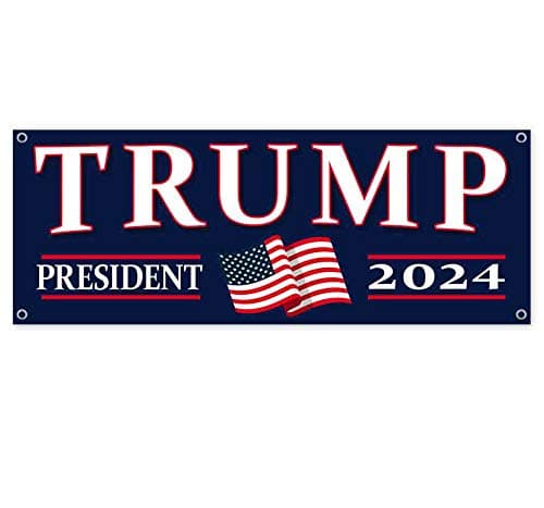 TampaPrinting Banner Trump President 2024 13 oz Vinilo resistente con ojales metálicos 120 x 270 Trump President 2024-13