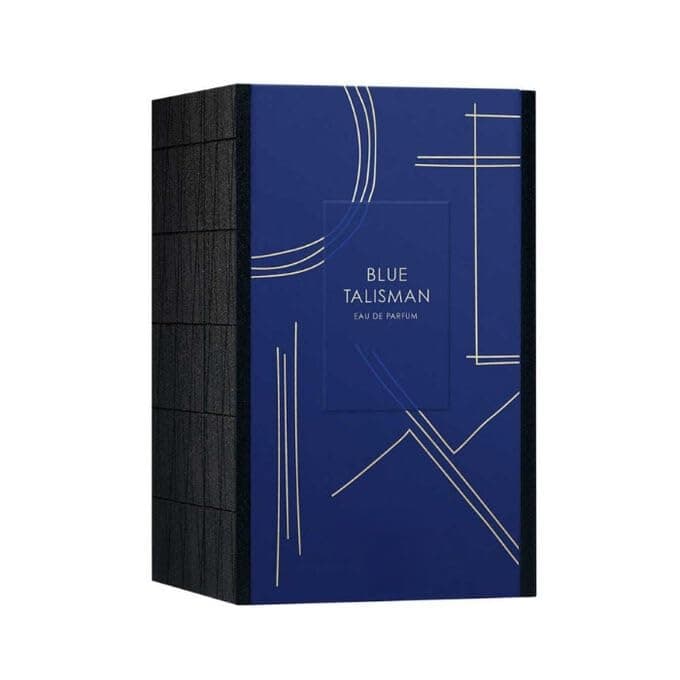 Blue Talisman Eau de Parfum - Presentación navy blue con detalles dorados