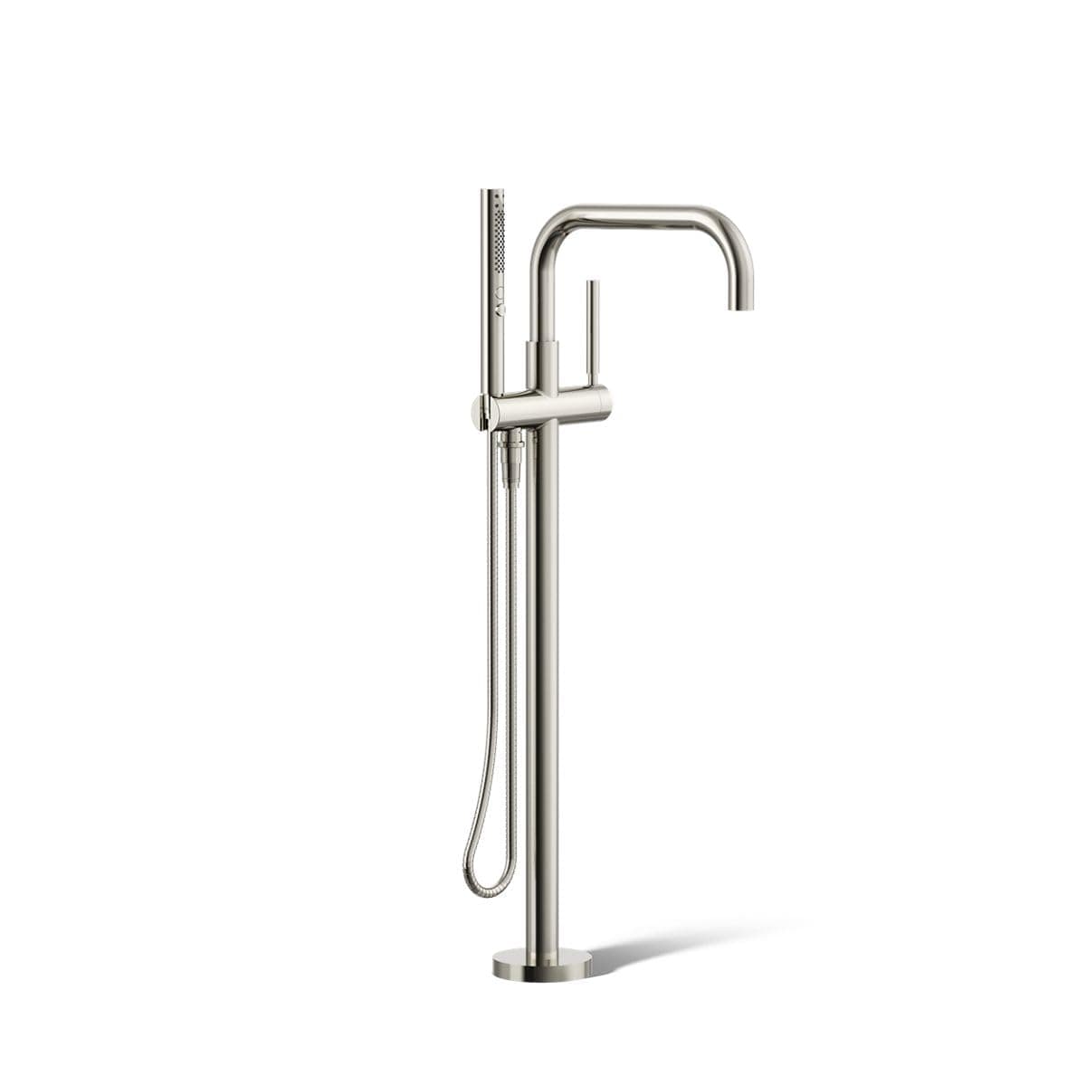 KOHLER Purist K-T97328-4-SN Llave de piso para bañera con ducha de mano, níquel pulido
