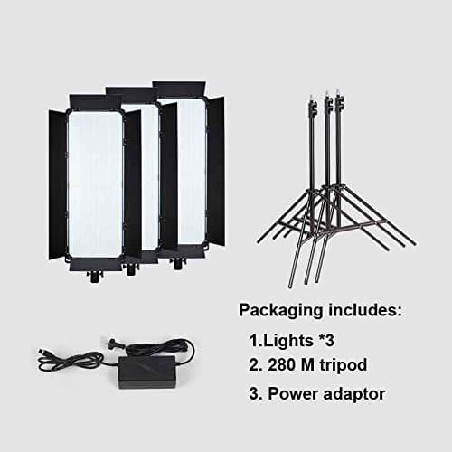 Yidoblo Kit 3x LED Video Light D-3100II Bi-color 3200K-5500K CRI 96+ DMX Compatible MDKD-3100IIS