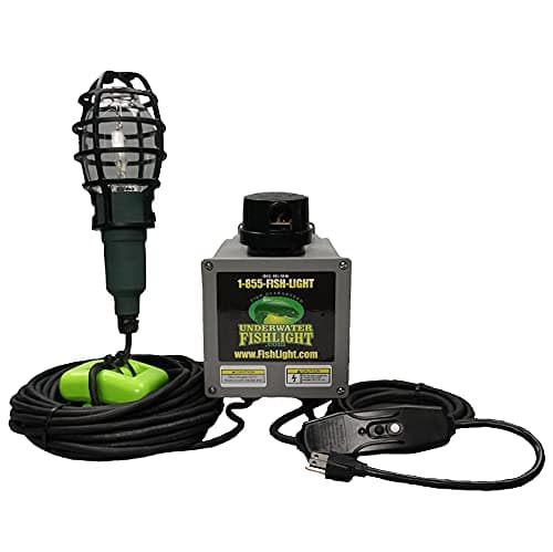 Underwater FishLight Luz Subacuática para Peces Extra Brillante 250W Luz Única para Muelles con 50’ de Cable Marino, Fácil de Instalar, Operación de Crepúsculo a Amanecer, Agua Salada o Dulce, Garantizada para Atraer Peces NG250SUDL50