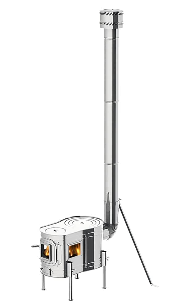 Honma Seisakusyo APS-48DX Estufa de Leña de Acero Inoxidable con Ventanas Laterales