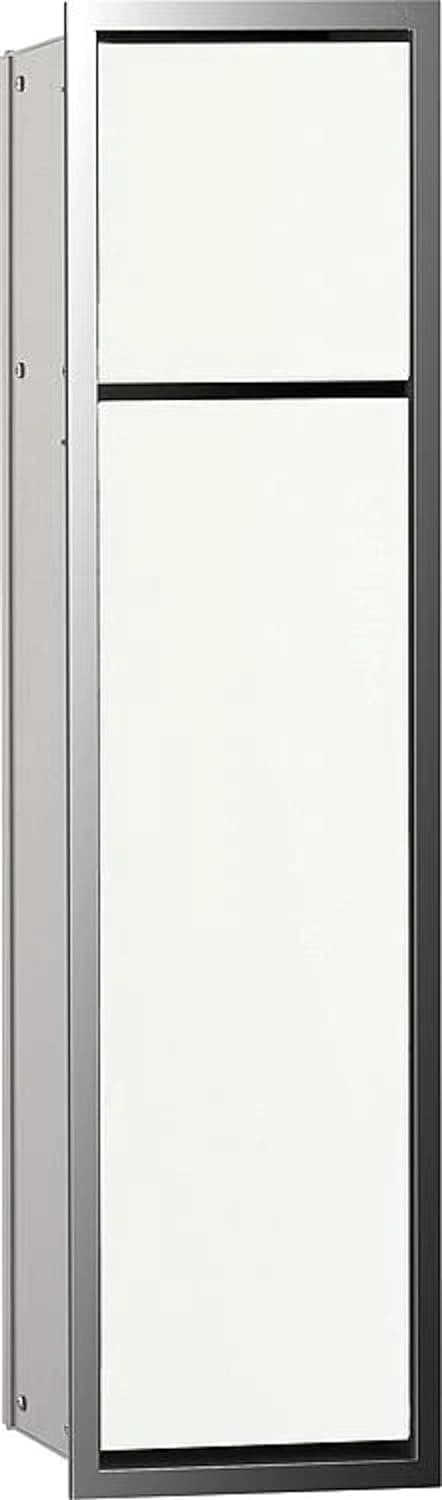 Emco ASIS 150 mueble empotrado para baño 16.8x65.4x15.3 cm, frente de vidrio Optiwhite, marco cromado, 2 puertas, bisagra selectable 974027840