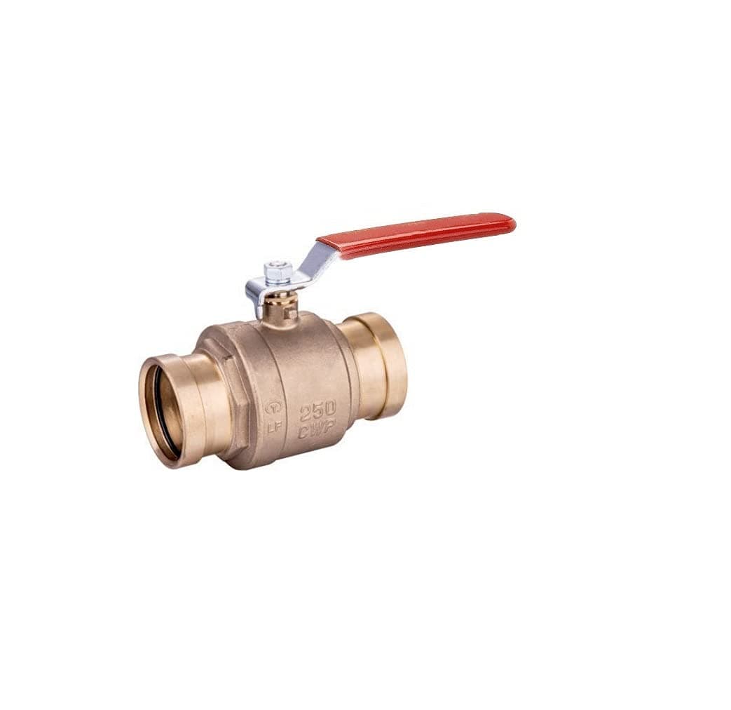 EZ-Fluid Válvula de Bola Press x Press 4" Bronce Full Port, Manija Roja EZPBV12
