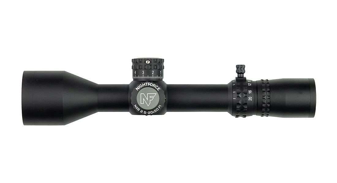 Nightforce NX8 2.5-20x50mm Alcance 8X F1 Retícula Mil-C F1, Ultra-Compacta (C623)