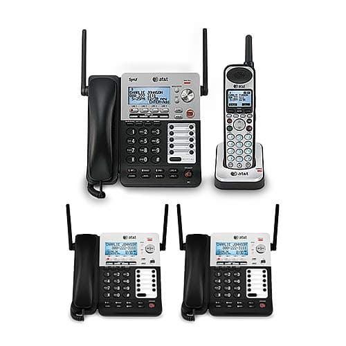 AT&T SB67138 con (2) SB67148 - Sistema telefónico 4 líneas, cordado + inalámbrico SB67138 + (2) SB67148