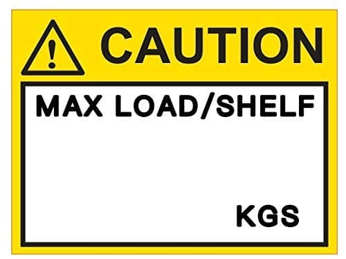 Hallray Etiqueta de Capacidad para Estantes 3×4" (76.2×101.6 mm) Caution Max Load/Shelf KGS, Pack x1000 MU_A_2 700306942010