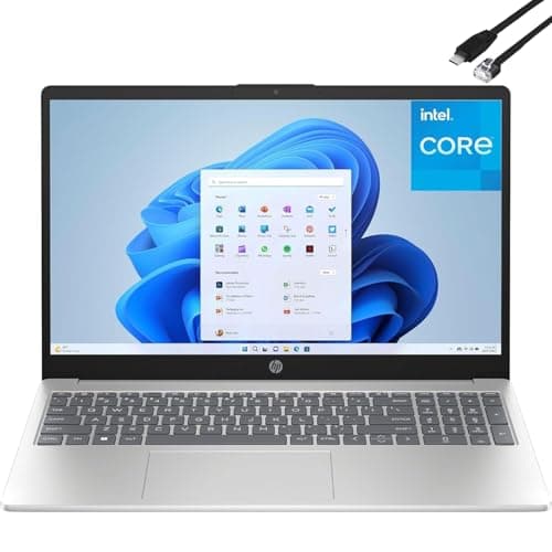 Computadora portátil HP, pantalla FHD de 15.6", procesador Intel de 4 núcleos, 16 GB de RAM, SSD PCIe de 512 GB, Wi-Fi 6, Bluetooth 5.3, teclado numérico, Office 365 de por vida para web, plata natural, Windows 11 Home, tipo C, RJ45 Laptop 15