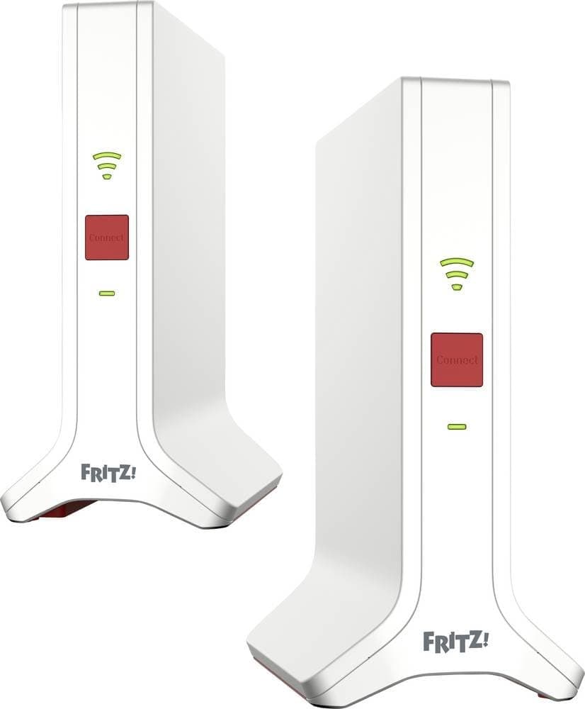 Fritz! Net Set 4200 conjunto de 2 (2 x fritz!Repeater, ideal para router de internet o módem de fibra (ONT), cobertura WLAN para 3-5 habitaciones, Wi-Fi 6 tribanda hasta 4200 Mbps, versión en alemán) 20003108