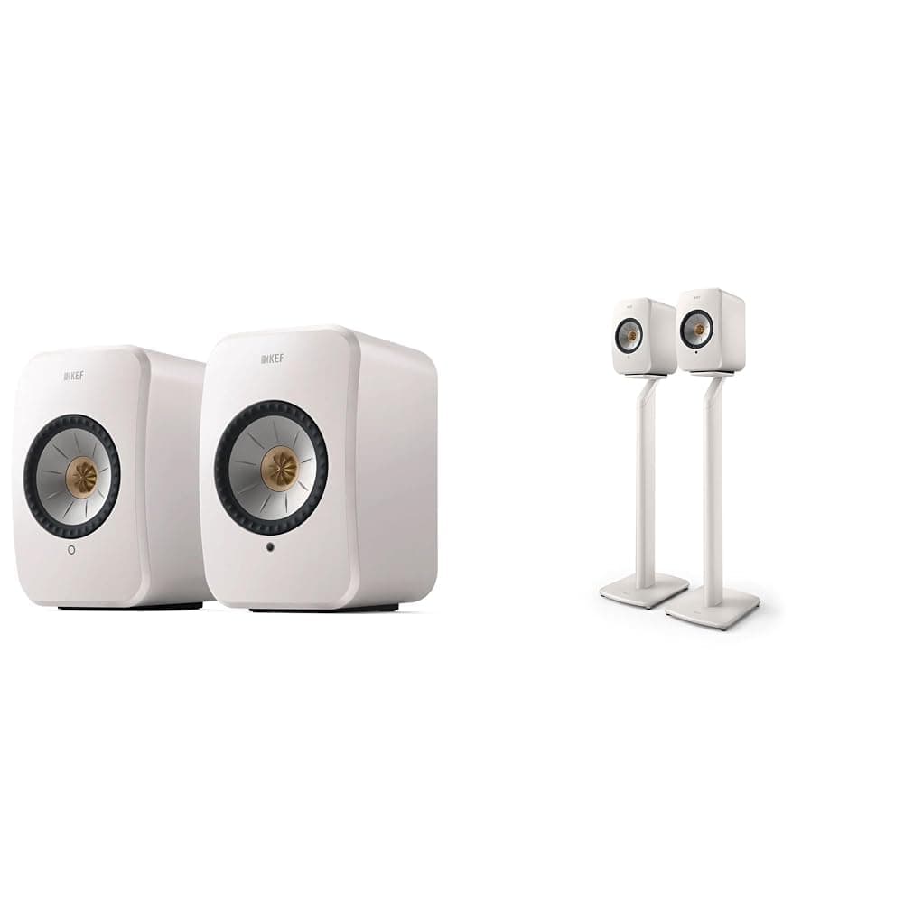 KEF LSX II Sistema de Parlantes Wireless HiFi + Soportes S1 - Mineral White