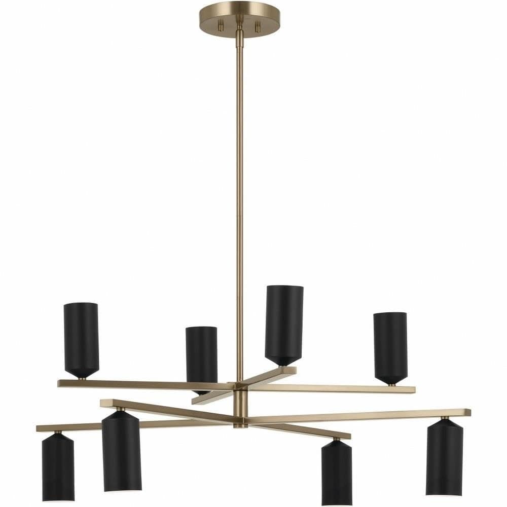 Kichler Gala Lámpara de araña de 36 pulgadas 8 luces en Bronze champán con Negro 52532CPZBK