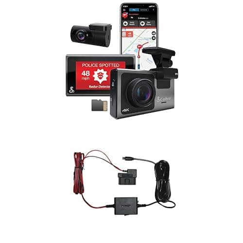 Cobra SC 400D Smart Dash Cam + Cámara Trasera y Kit Hardwire OBDII a Micro-USB 2.5A