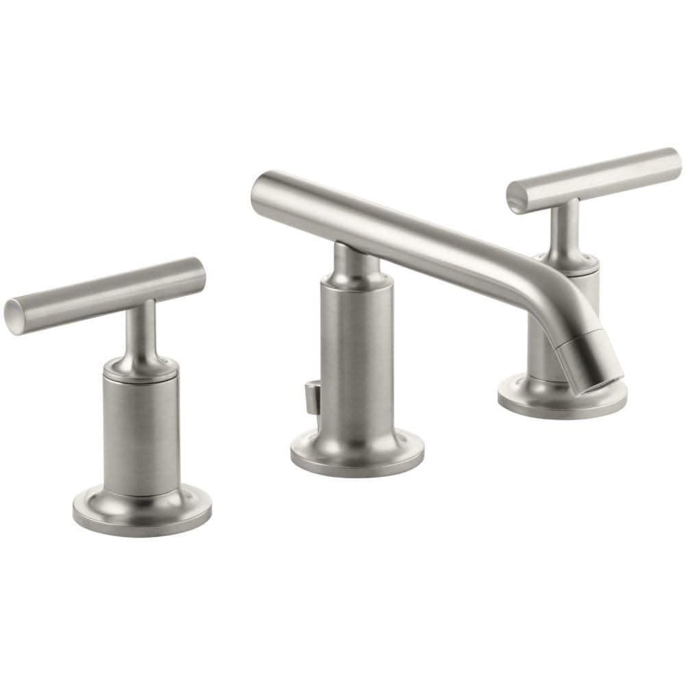 KOHLER K-14410-4-BN Purist grifo de lavabo extensible 3 orificios, manijas palanca bajas, 1.2 GPM, Vibrant níquel cepillado