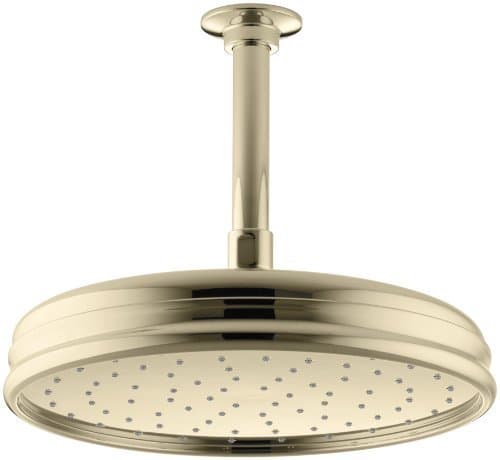 Kohler 13693-AF Cabezal de lluvia tradicional de 10" de una sola función, 2.5 gpm, Oro francés vibrante