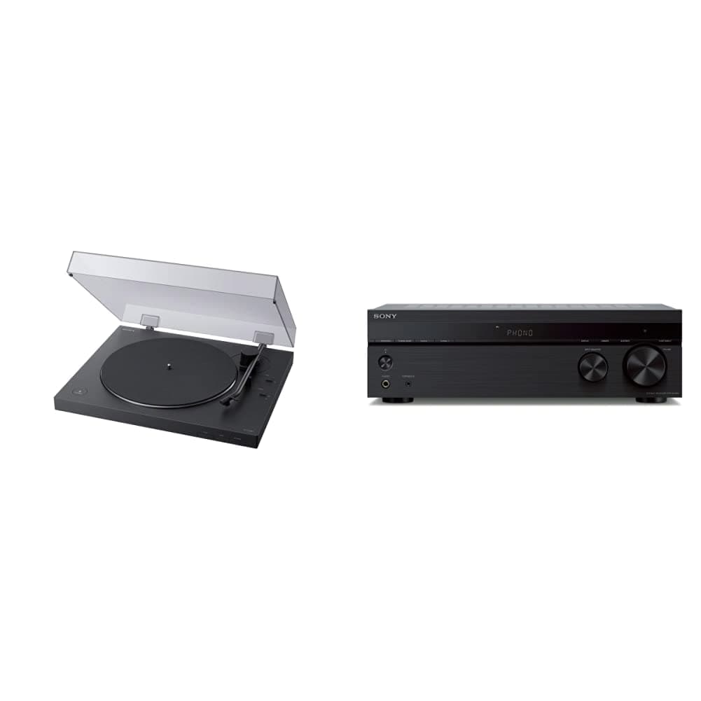 Sony PS-LX310BT tocadiscos inalámbrico totalmente automático con receptor estéreo STRDH190 y entradas phono