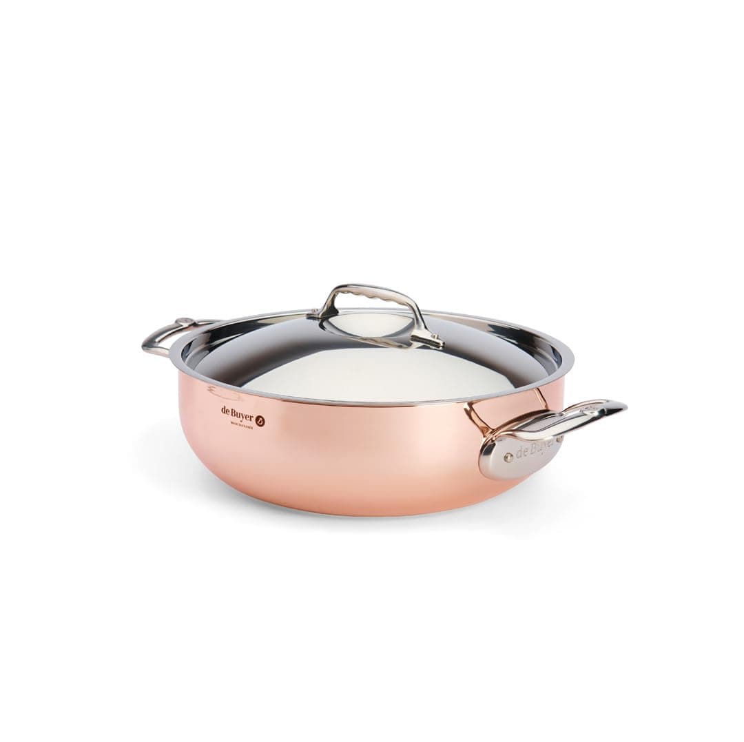 de Buyer Prima Matera Braiser 11" cobre-acero inoxidable con tapa 623228