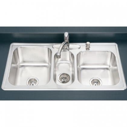 Houzer PGT-4322-20 fregadero de acero inoxidable 41" 4 orificios triple tina