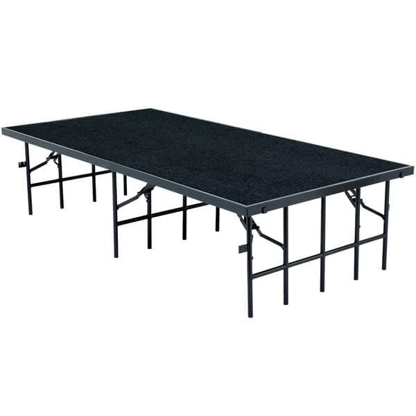 Escenario portátil PRO&Family con alfombra negra - W48 x L96 x H8 pulgadas qd-1