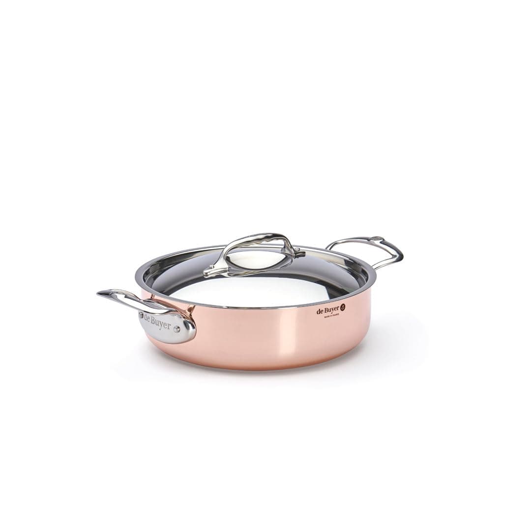 de Buyer olla/sartén con tapa 28 cm cobre-acero inoxidable 6441.28 hecha en Francia