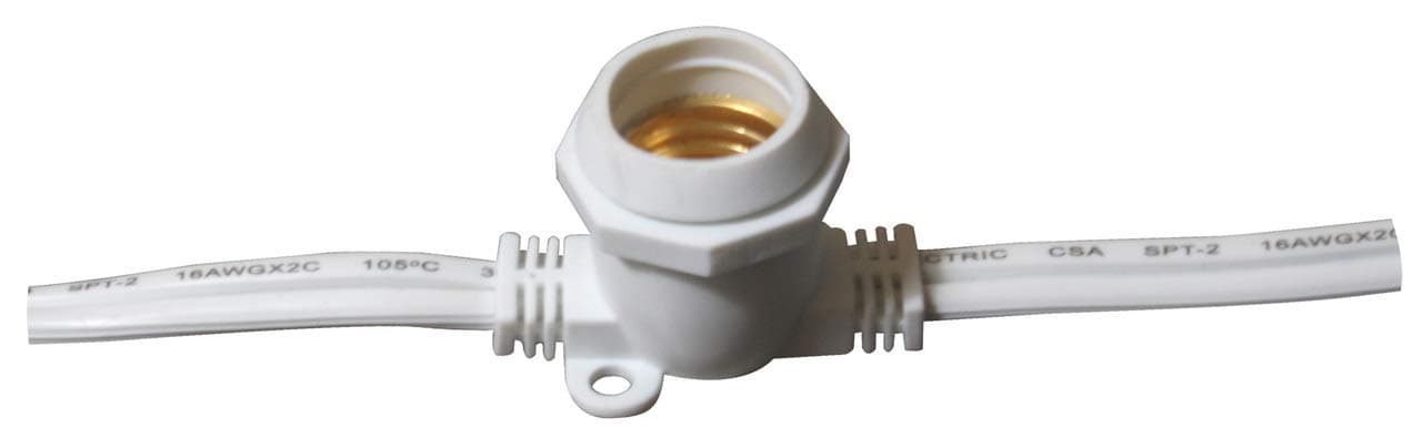 Cadena de luces comercial American Lighting LS-I-15-WH 330 ft, sockets intermedios, blanco