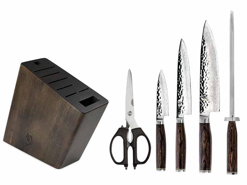 Shun Premier Set de cuchillos 6 piezas con bloque - Chef 8", Paring 4", Utility 6.5" TDMS0521