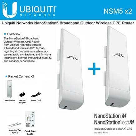Ubiquiti NanoStation M5 Bundle de 2 CPE exterior 5GHz airMAX 150+Mbps 15+km 8541546235