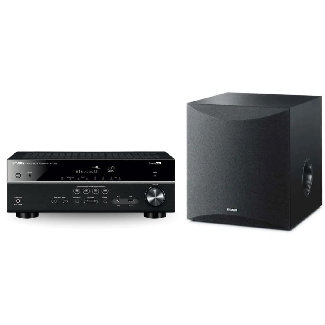 Yamaha RX-V385 + NS-SW050BL - Receptor AV 5.1 con Subwoofer 8" 100W