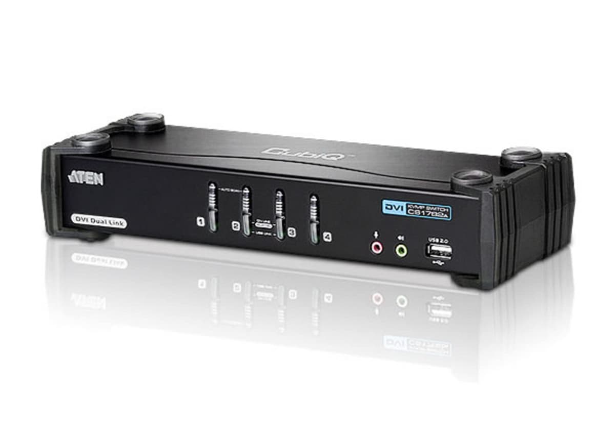 ATEN CS1784A Interruptor de Escritorio KVMP de 4 Puertos USB DVI Dual Link con 4 Juegos de Cables KVM DVI-D - Negro 14016325