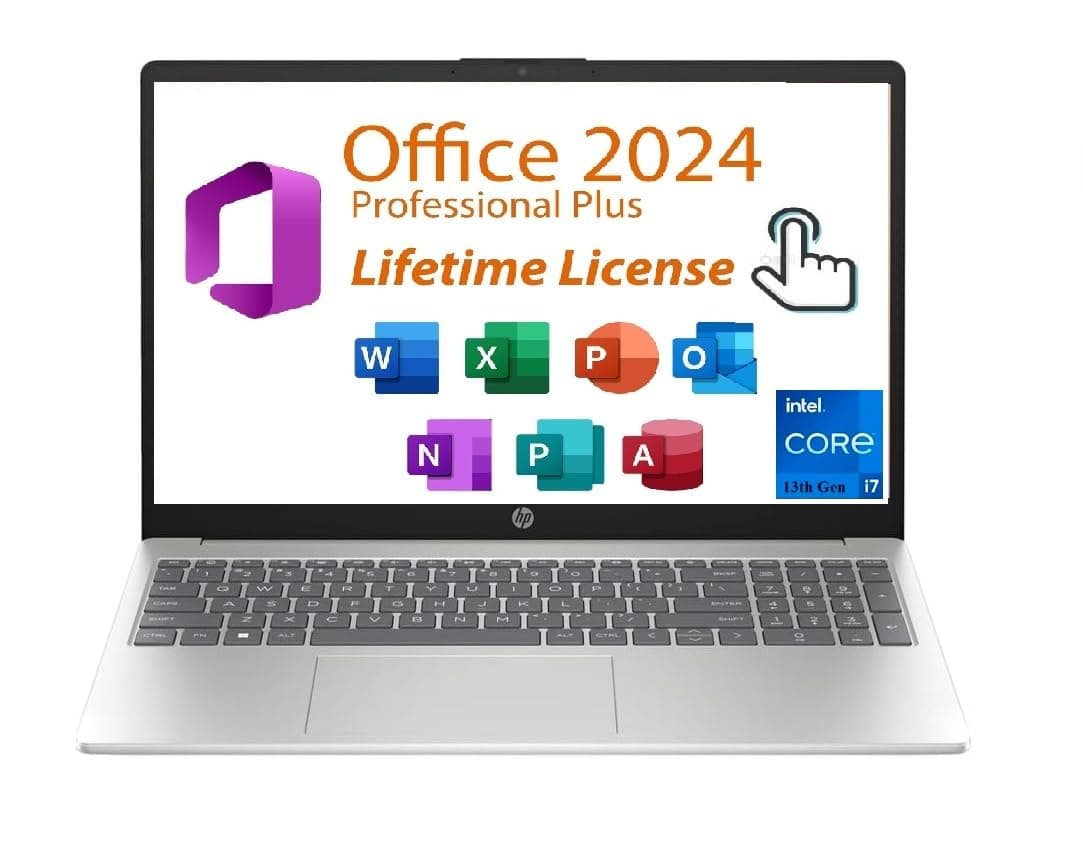 HP 2025 Pavilion 15.6" FHD Notebook con pantalla tactil, con Microsoft Office 2024 gratis de por vida, Intel Core i7-1355U, Windows 11 Pro, Natural Silver, Copilot (16GB RAM | 512GB SSD) 15-fd0127dx