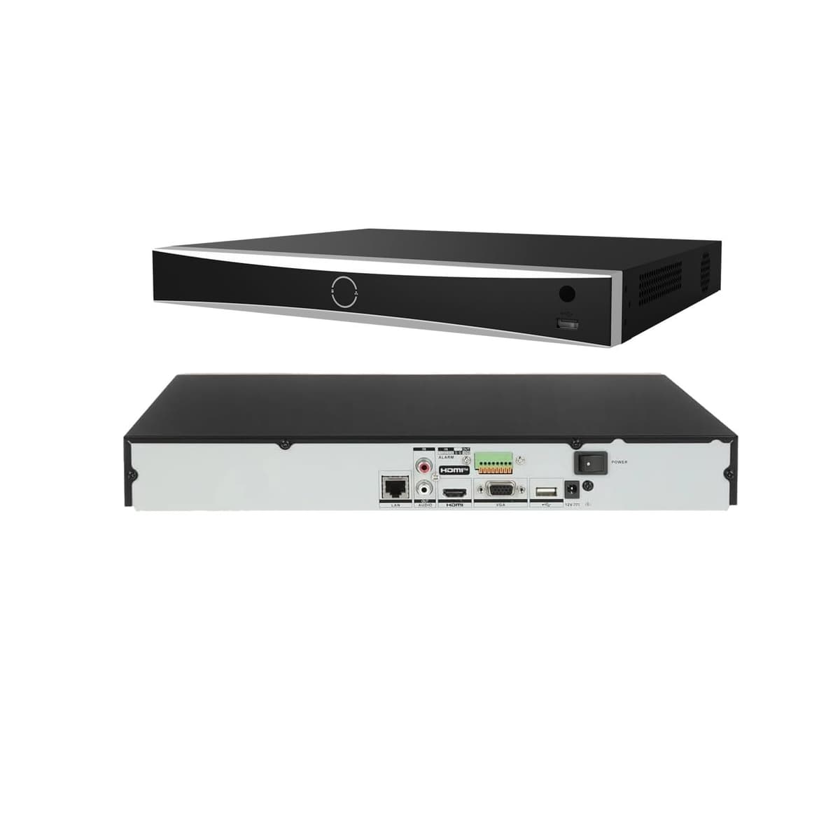 Real HD NVR Acusense DS-7632NXI-K2 de 32 canales 4K 8MP sin puertos POE, con 2 bahías para discos SATA, detección humano/vehículo, compatible con cámaras IP hasta 4K/12MP (disco duro no incluido)