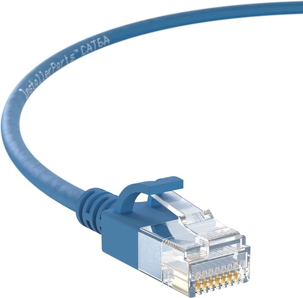InstallerParts Cable Ethernet CAT6A Slim UTP con Protector 3 FT (Paquete de 200) - Azul - Serie Profesional - 10 Gigabit/s, 550 MHz, 28 AWG 34678