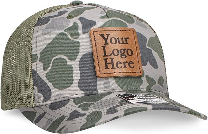 Gorra Richardson 112 con parche de cuero personalizado Oowee Products (100, Duck Camo) OP-152-T2