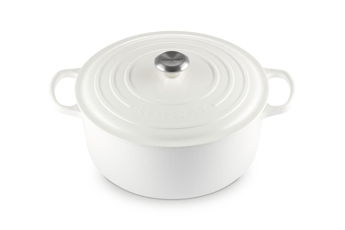 Le Creuset Olla Holandesa Redonda de Hierro Fundido Esmaltado Signature, 9 qt., Blanca LS2501-3016SS