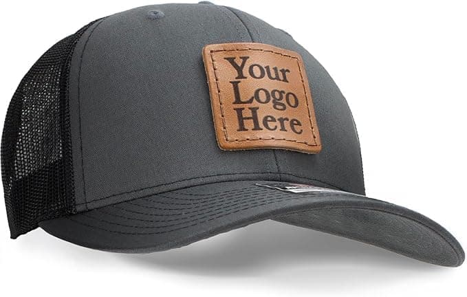 Oowee Custom Leather Patch Richardson 112 Trucker Hat - Charcoal/Black OP-152-T2