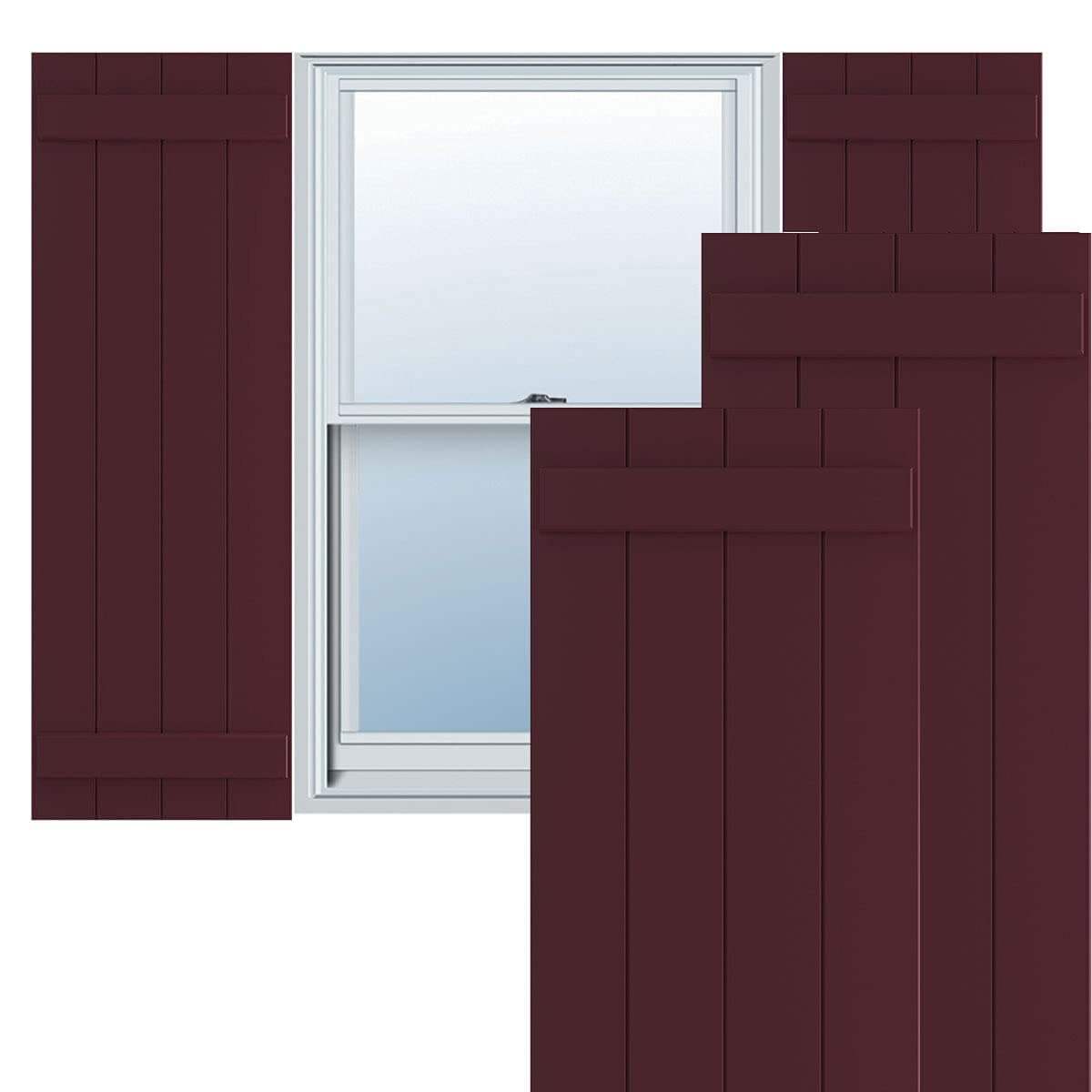 Ekena Millwork True Fit PVC 21 1/2"W x 78"H Board-n-Batten Shutters (Par, Wine Red) TFP101BBF21X078WR