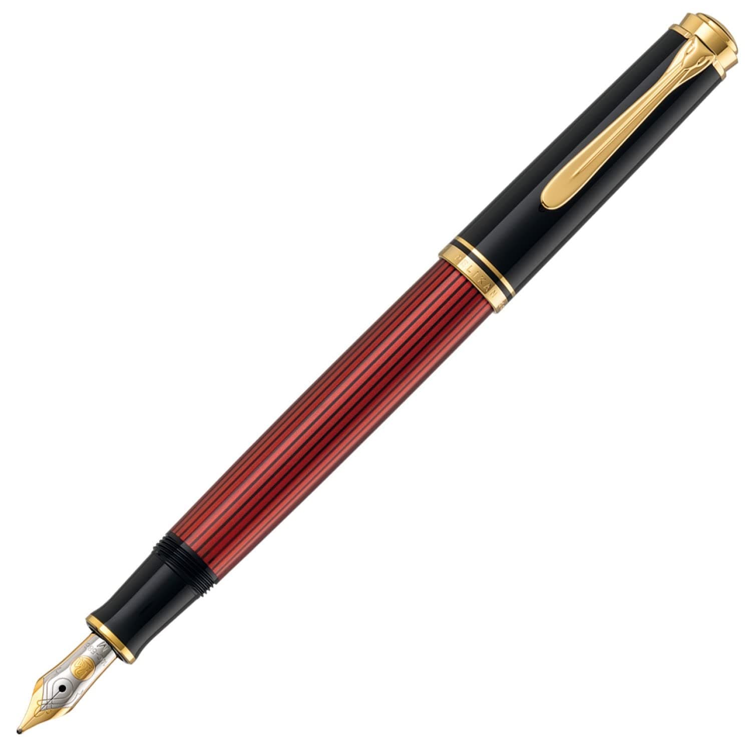 Pluma fuente Pelikan Souverän M600, punta EF, rayas rojas 928903