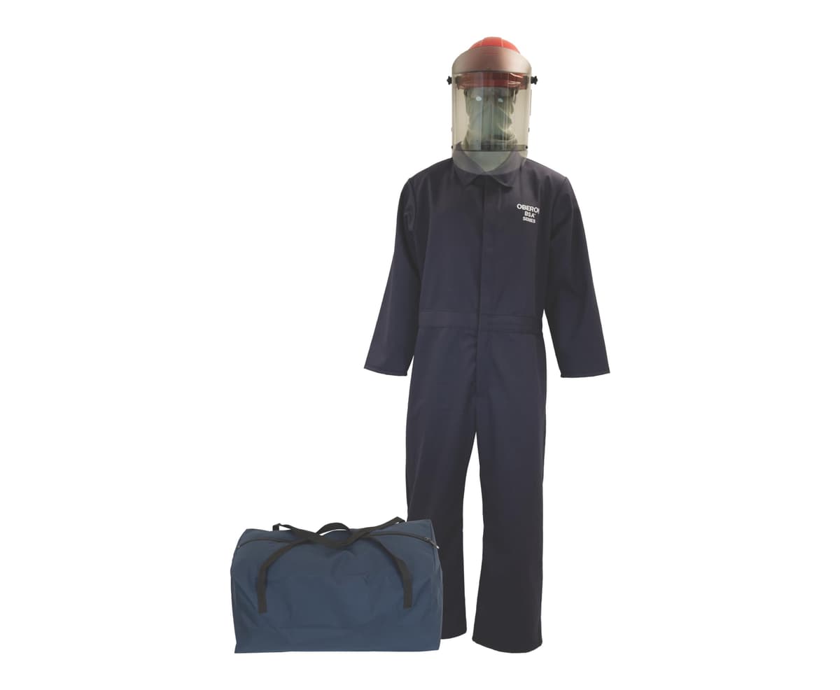 OBERON Kit de coverall para arco eléctrico 12CAL - TCG2P Series (Incluye casco, protector facial, balaclava, coveralls y bolsa) TCG2P-CKE-NB-M