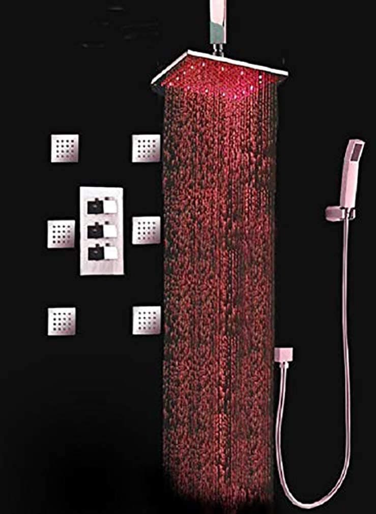 Cascada Luxury Set de Ducha LED Techo 12" Rose Gold con 6 Jets y Termostato CSLED0522C-XXXX